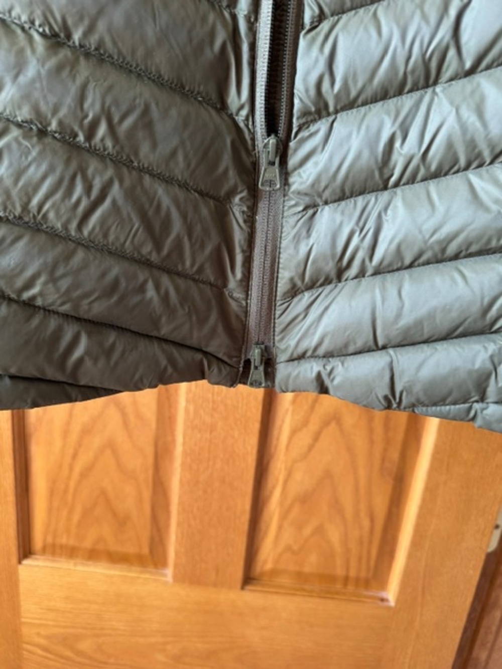 Lands' End Olive Green Long Packable Hooded Puffer Coat - Picture 3 of 4
